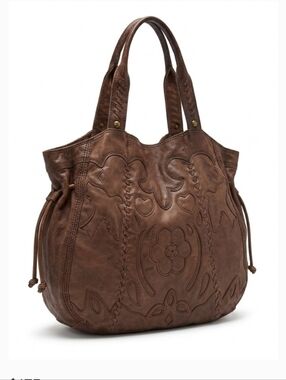 Lucky Brand Dove & Flower Brown Women's Leather Tote Bag